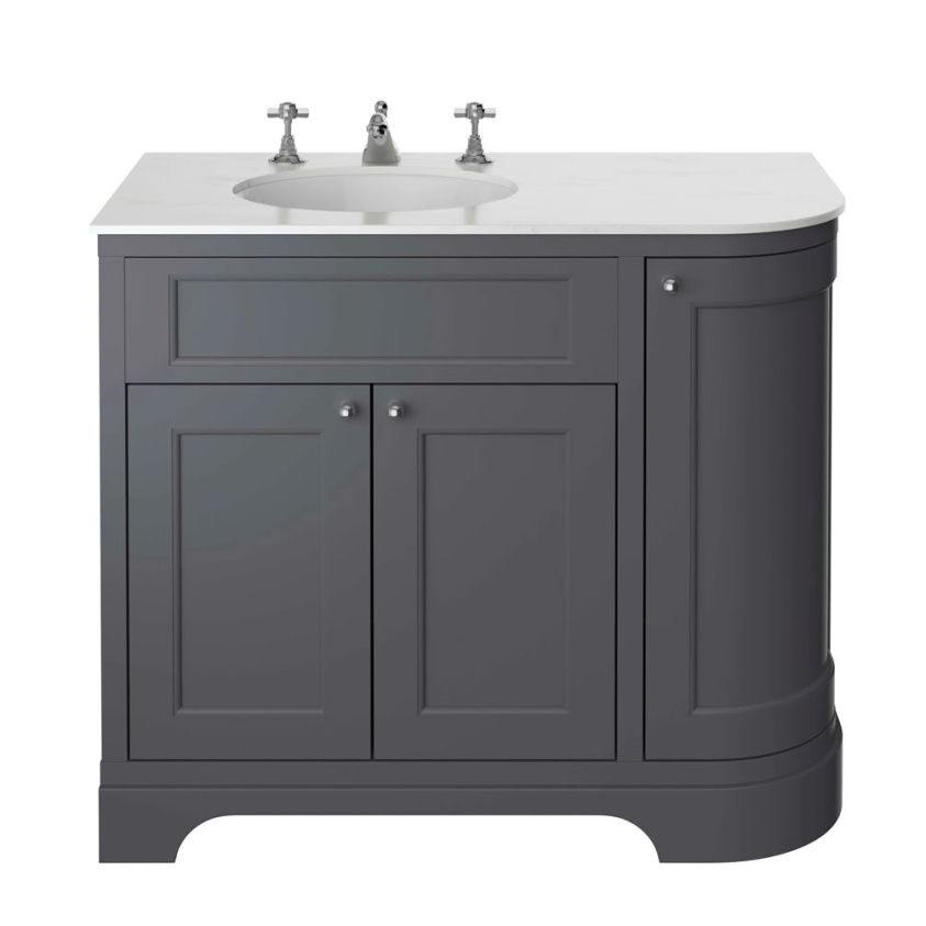 Heritage Wilton 1000mm Graphite Left Hand Corner Vanity Unit & Worktop